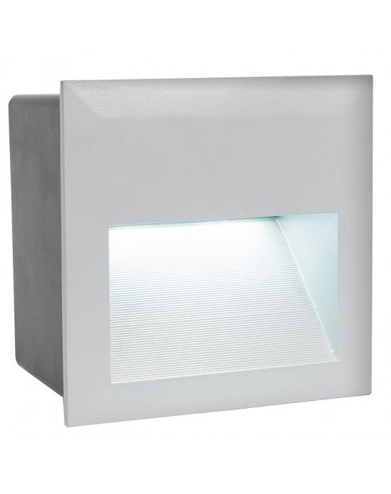 VANJSKA ZIDNA UGRADBENA RASVJETA, LED, 3,7W, 500lm, 4000K, IP65, ČETVRTASTA, SREBRNA, "ZIMBA-LED"
