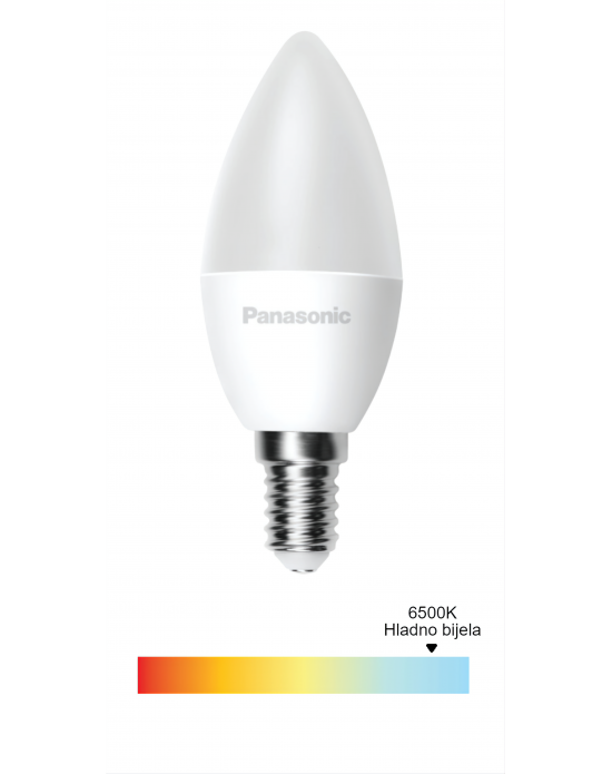 LED ŽARULJA, E14, C37, 5W, 455lm, 6500K, 200°, IP20, Panasonic